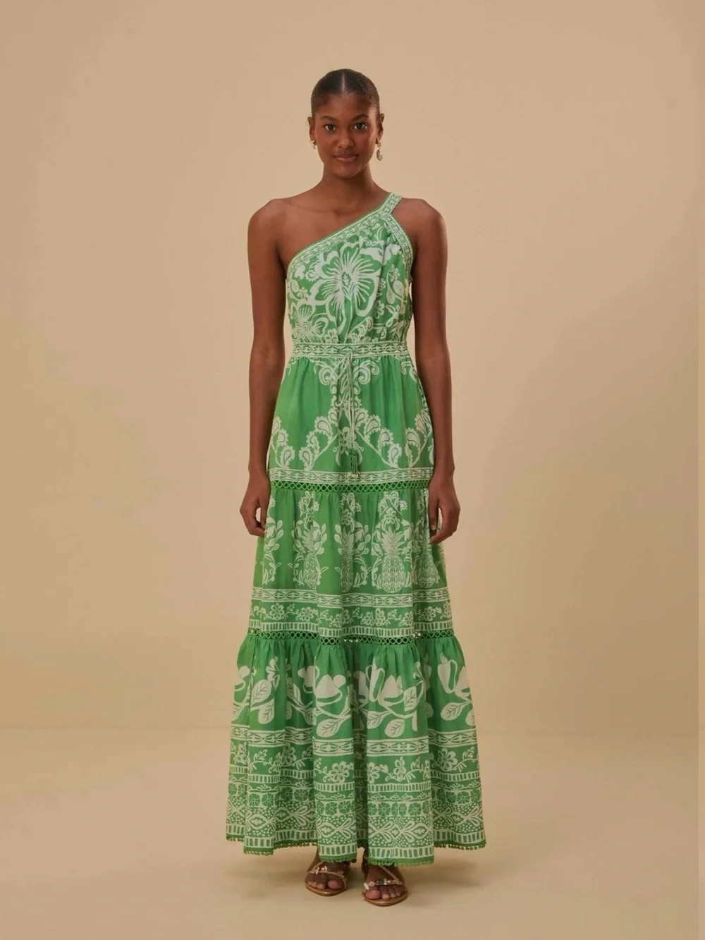 FARM Rio Green One-Shoulder Floral Maxi Dress - Picture 2 of 9